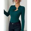 2025 Autumn and Winter New Fashion Hollow Simple Solid Color Versatile Women's Tops