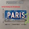 Paris Metal License Plate - Vintage French Cityscape Design, Blue Background - Heavy-Duty Aluminum Wall Decor