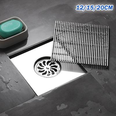Square Floor Drain 304 Stainless Steel Brushed Solid Stripes Anti-odor Bathroom Shower Drainage Floor Drains Cover 12/15/20cm