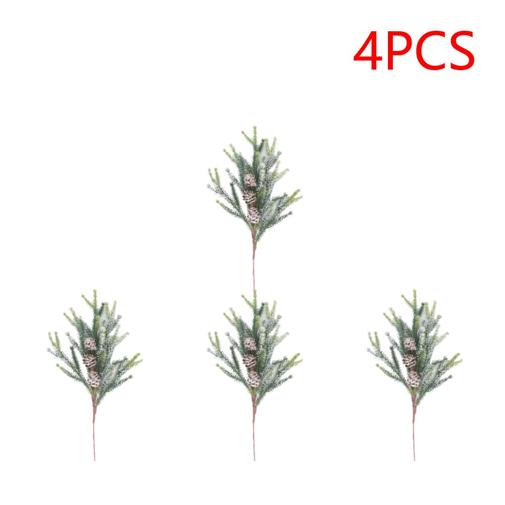 13in Christmas Fake Frosted Pine Pick with Pinecones Stems Artificial Flocking Pine Pick for Wreaths Garden Party Holiday Decor