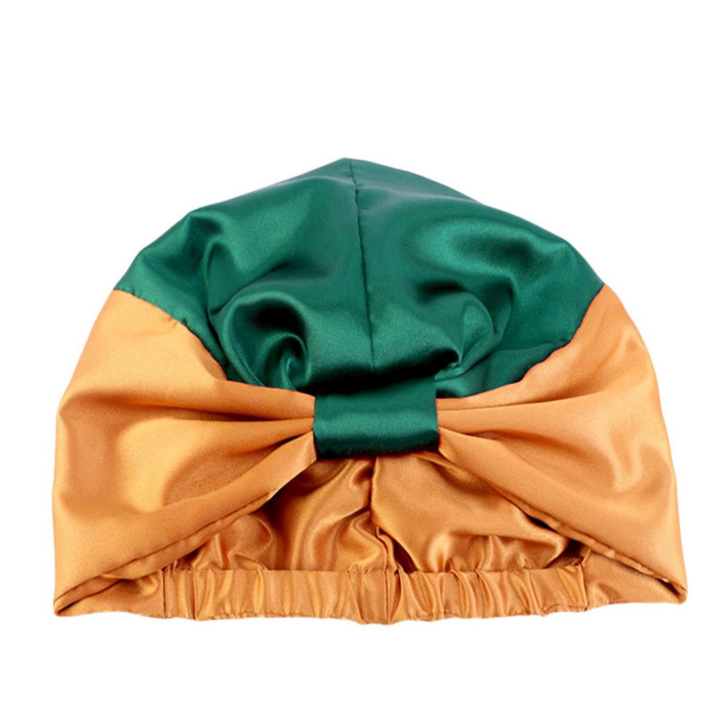 Women's Double-Layered Reusable Silk Satin Sleep Headwrap for Nighttime Beauty Routine – Elastic Band & Knot Closure Shower Bathing Cap