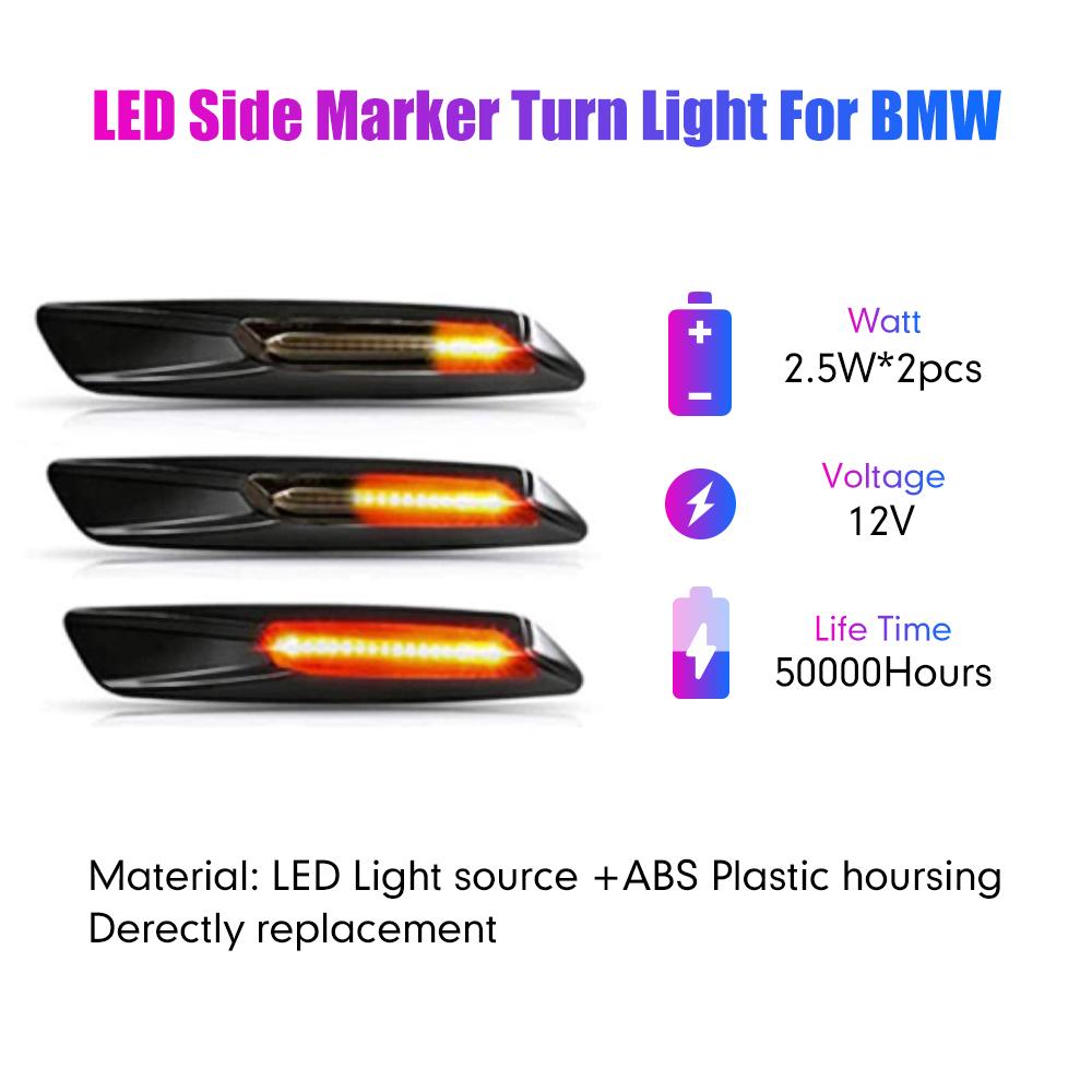 Car Led Side Marker Flowing Water Flicker Turn Light for BMW 1 Series E81 E82 E87 E88 3 Series E90 E91 E92 E93 5 Series E60 E61