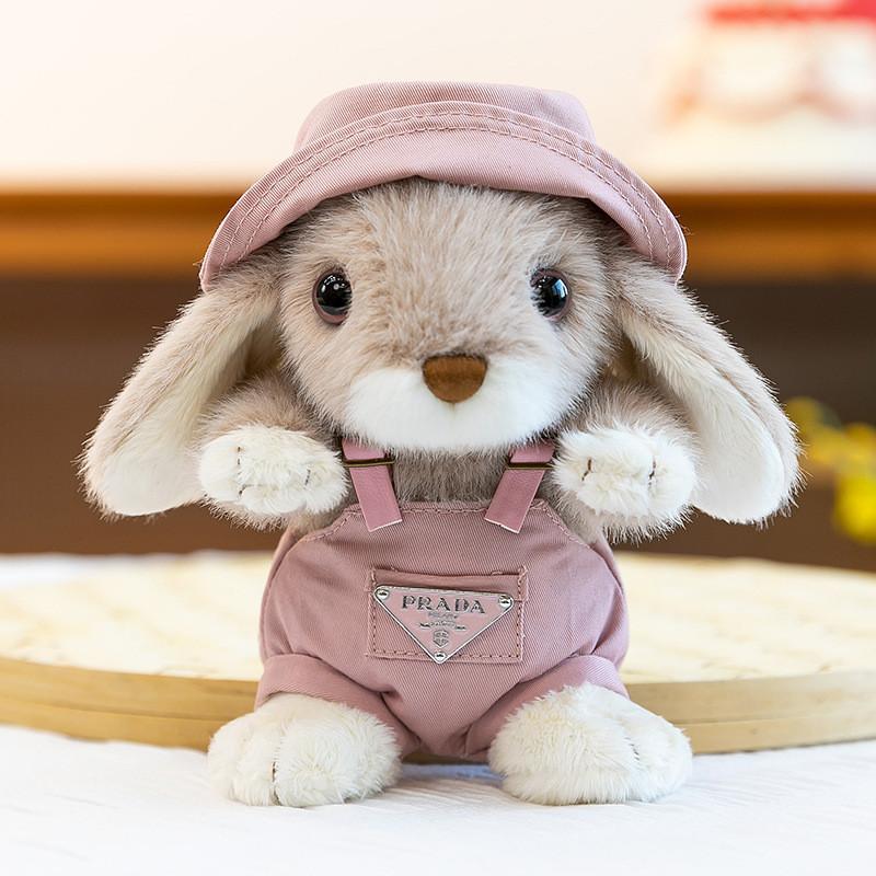 Plush Rabbit Toy For Kids Sleep Time With Denim Jeans And Tang Suit Costume
