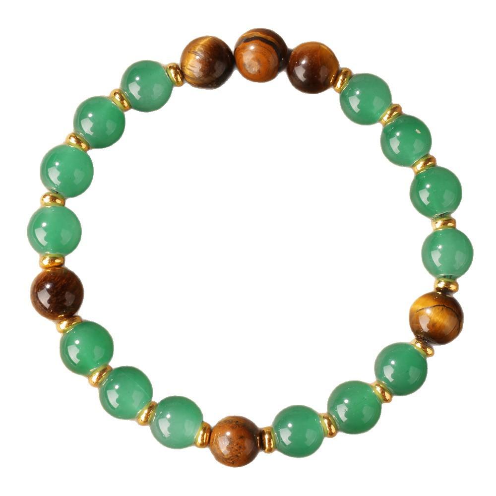 Festive Gifts Green Aventurine Tiger Eye Beaded Bracelet Natural Fashion Jewelry For Men Women Daily Wear Gift