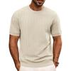 Men's Summer T-shirt Knitted European And American Retro Style Round Neck Long Sleeved Shirt