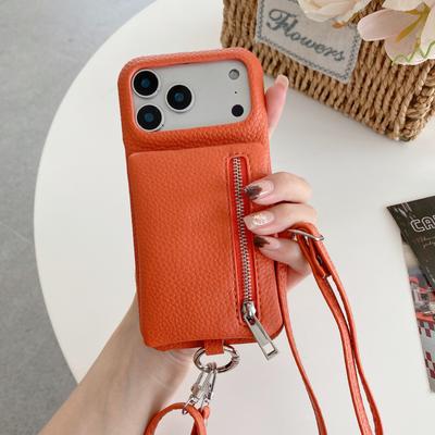 Crossbody Zipper Wallet Card Holder Slot Phone Case for IPhone 17 Air 16 15 14 Plus 13 12 11 Pro Max Leather Protective Cover