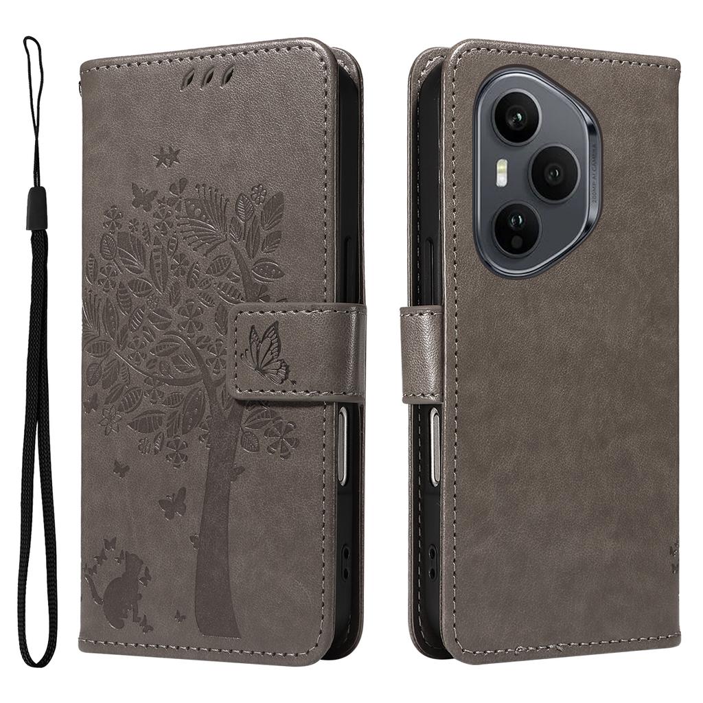 For Honor 400 Pro 5G (Global) Phone Case with Stand Cat Tree Pattern Leather Wallet Mobile Cover