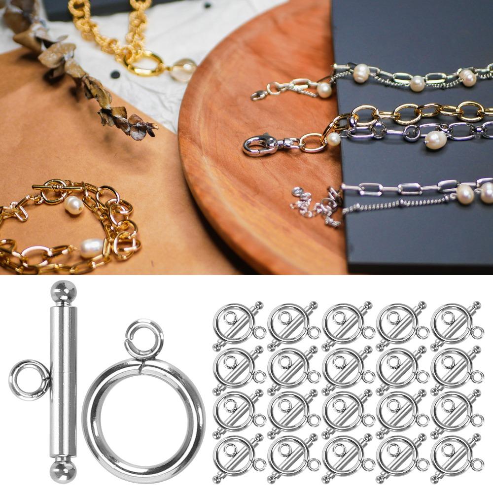20 Set Stainless Steel Bracelet Toggle Clasps Silver OT Clasp Jewelry Making Supplies