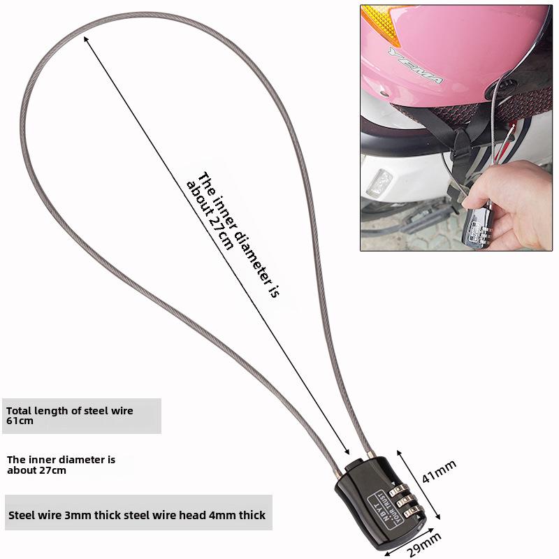 Helmet Lock, Anti-Theft Wire Padlock for Luggage, Gym Lockers, Drawers, and Electric Vehicles