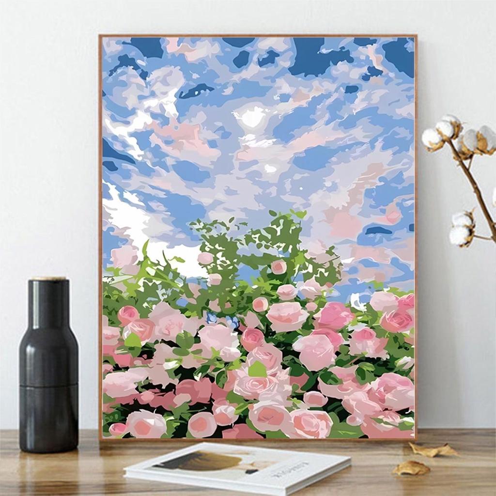 Diy Digital Oil Painting Flower Landscape Filling Coloring Oil Painting Stall Toy Painting