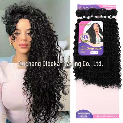 DEEPWAVE 9-Piece Synthetic High-Temperature Fiber Natural Deep Wave Wig Wefts