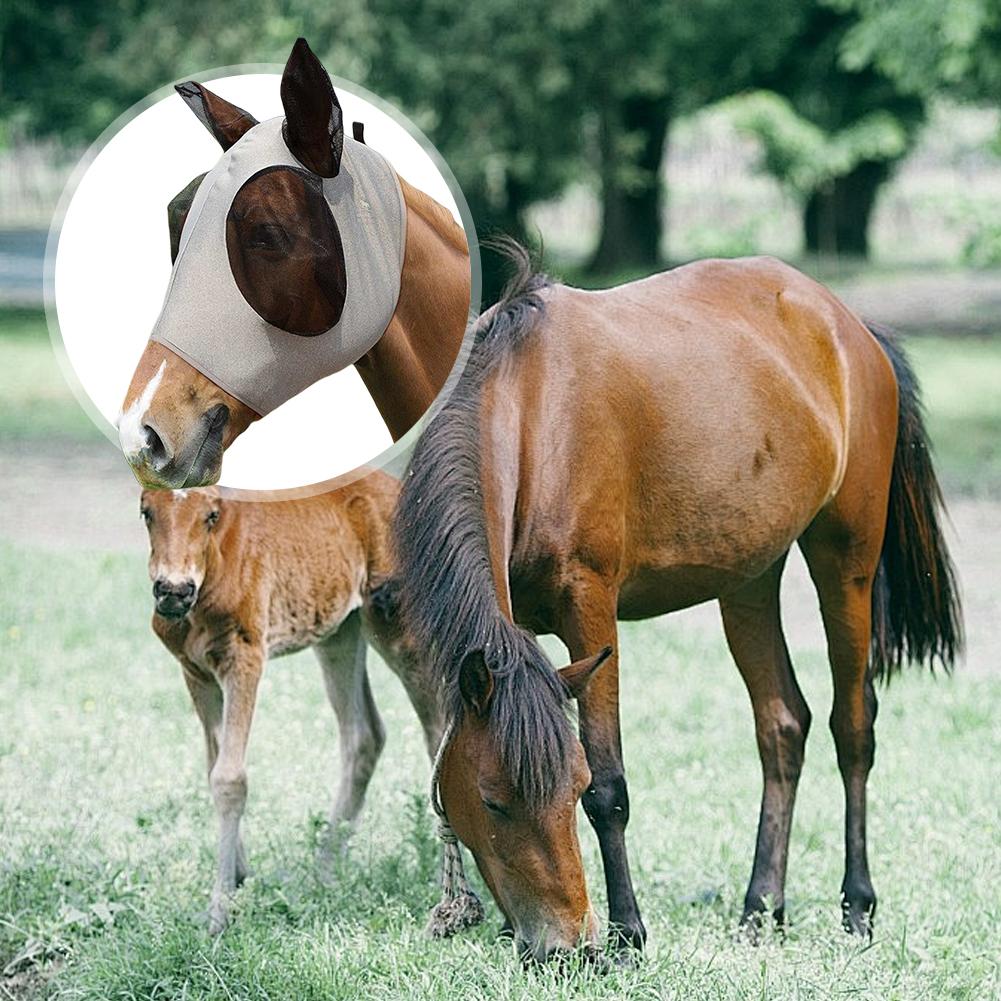 Anti Mosquito Mask Ear Protection Anti Fly Stretchy Knitted Mesh Mask Breathable Ear Masks Protector Anti-Worms for Horse Riding