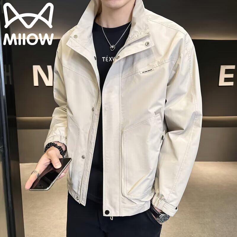 MiiOW Men's Casual Windproof Stand-Collar Jacket