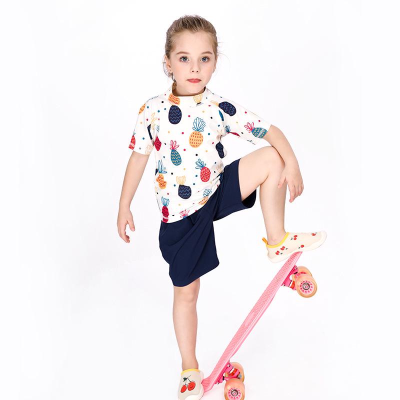 Kids' Sun Protection Two-Piece: Short Sleeve Casual Beachwear & Loose Pants for Boys & Girls