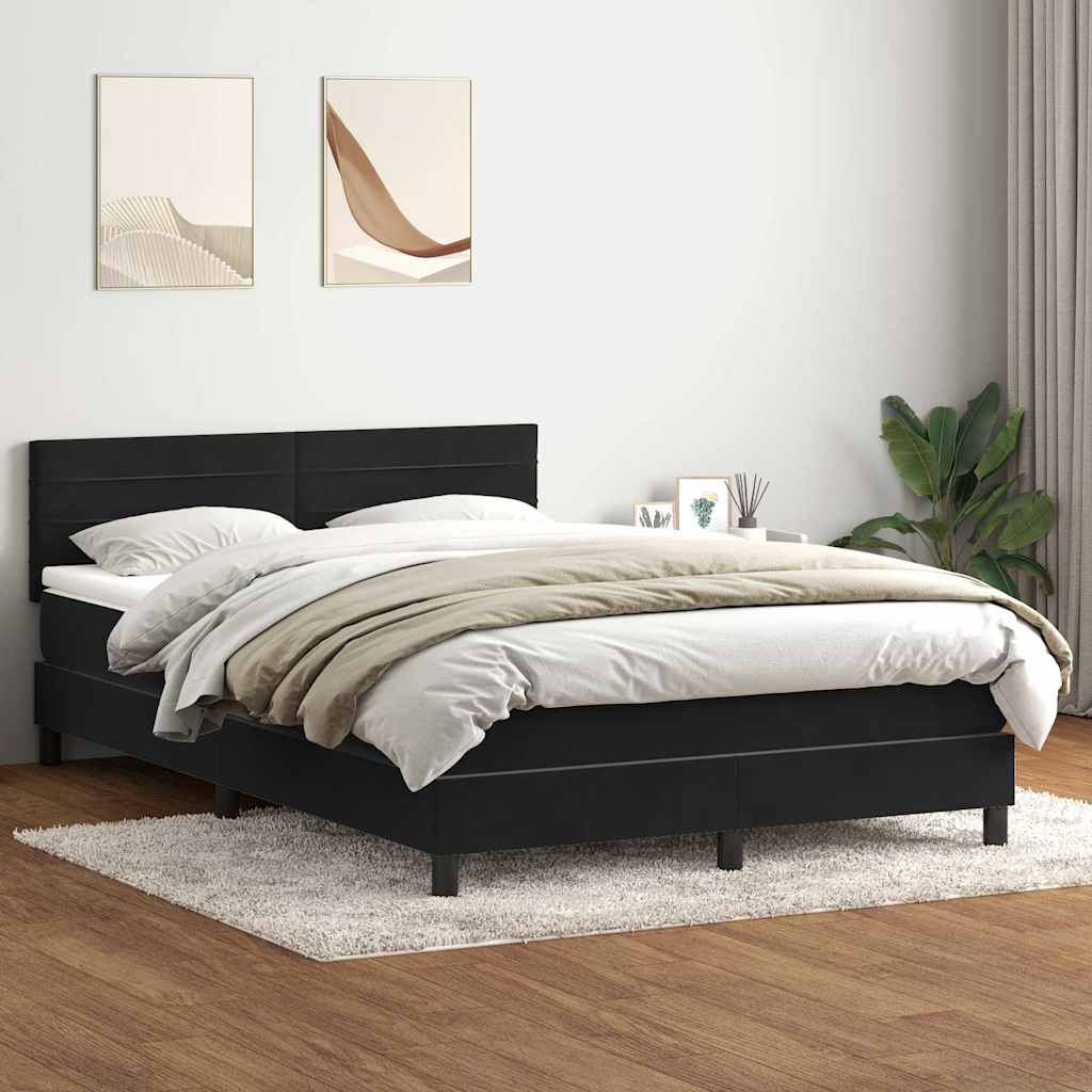 Box Spring Bed with Mattress & LED Lighting Black 160x210 Cm Velvet