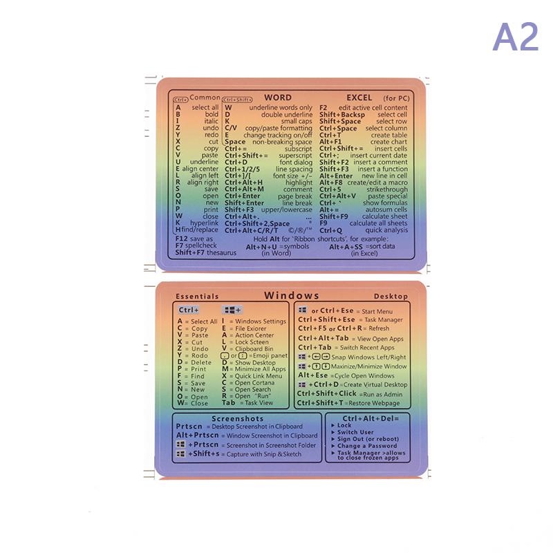 

2 шт. Windows/Word справочная клавиатура компьютер ярлык наклейки клейкие съемные наклейки для быстрого справочника клавиатура руководство A2