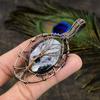 Russian Charoite, Moonstone Gemstone Copper Wire Wrap Jewelry Pendant 3.15"