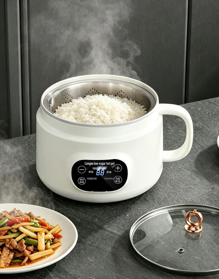 Smart Ceramic Glaze Rice Cooker: Multi-functional Large Capacity Steamer & Fryer with Double Layer Design.