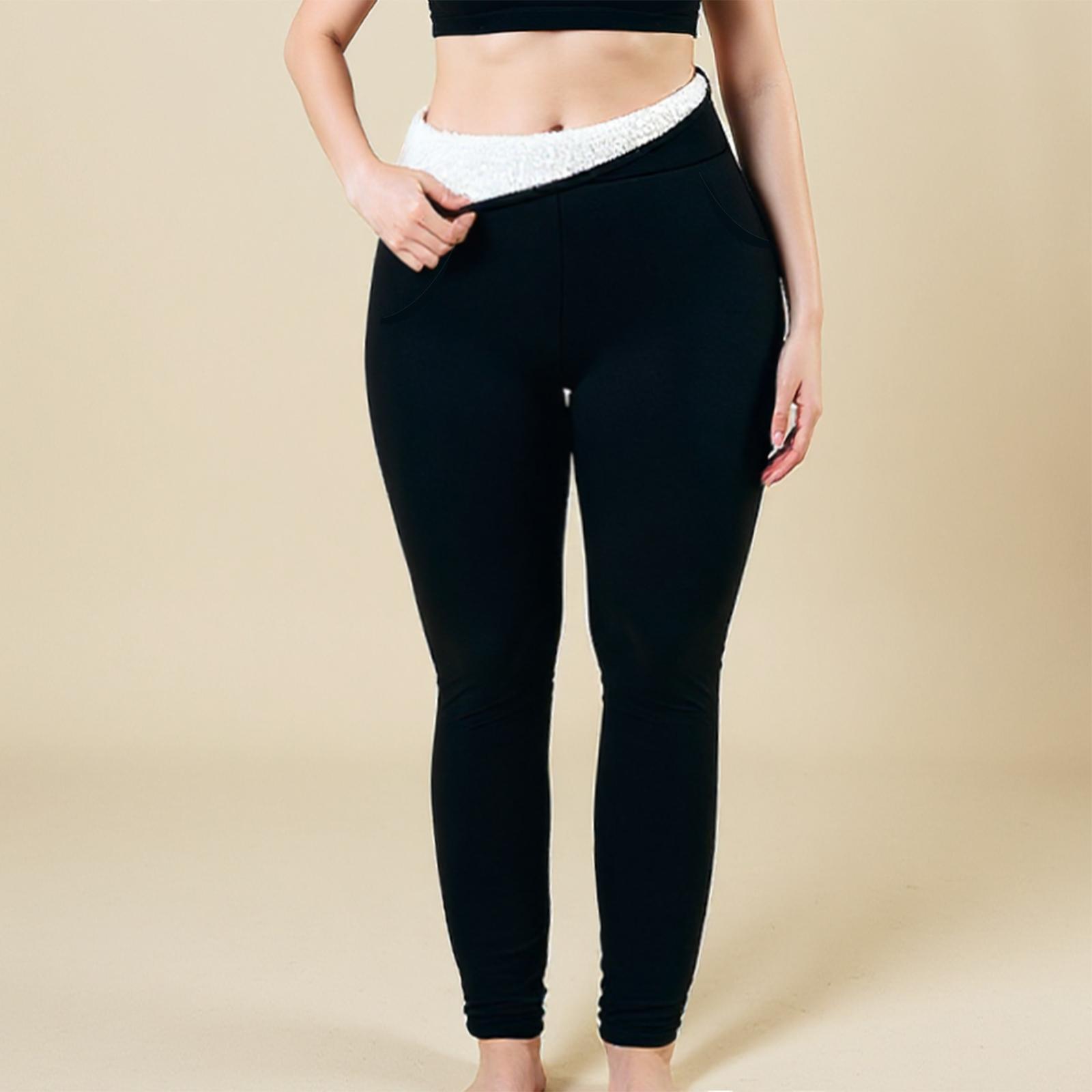 

Women s Fleece Lined Thickened Warm Base Leggings XXXL чёрный