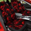 Red Gothic Flame Skull Pattern Auto Seat Cover, Thin Breathable Universal Car Front Seats Accessories Interior Decor 2 Pcs