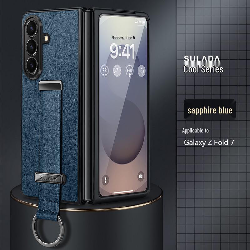 Samsung Z Fold7/6/5 Leather Texture Wrist Strap Stand Case