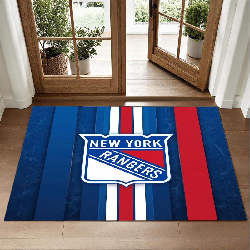New York Rangers Design Crystal Velvet Rug Soft Decorative Mat for Bedroom Entrance