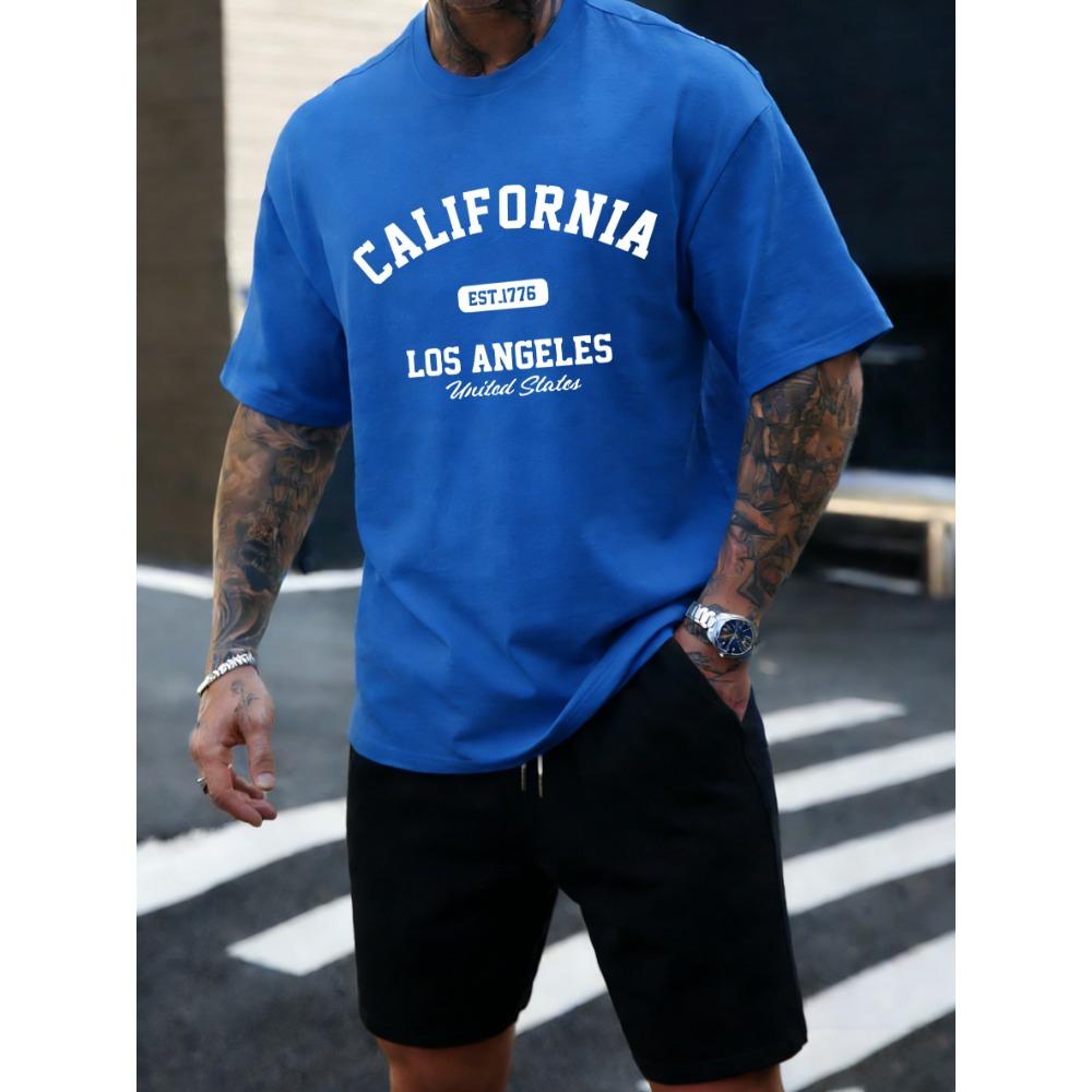 California Los Angeles Est 1776 Men T Shirts Retro Fashion Soft Short Sleeve Summer Comfortable T-Shirt Unisex Loose Top