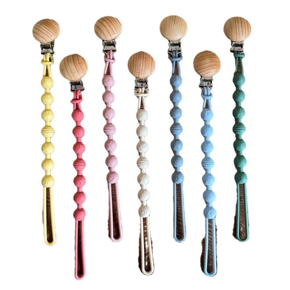 

Food Grade Baby Pacifier Chain Silicone Nipple Holder Clips Baby Teething Toys Straps Children фиолетовый