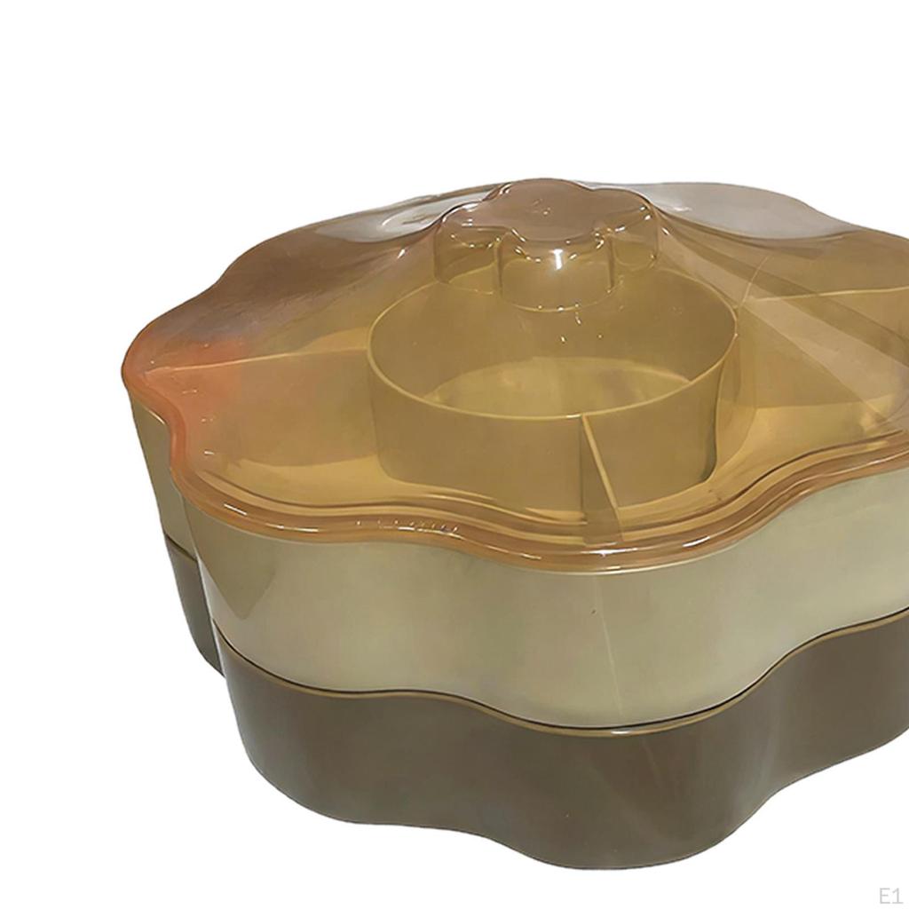 Divided Serving Tray with Lid 2 Layer Multifunctional Appetizer Plate Dried Fruit for Party