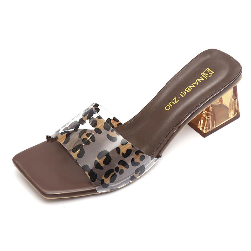 French summer 2025 new fairy skirt beach crystal heel thick heel open-toed cool slippers women's sandals