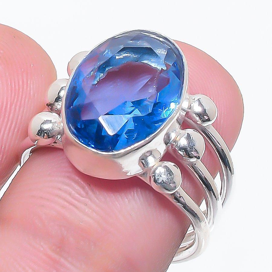 Swiss Blue Topaz Gemstone 925 Sterling Silver Jewelry Ring Size 7