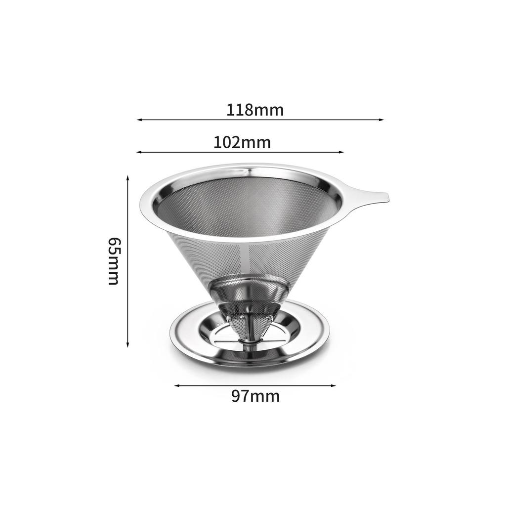 304 Edelstahl Kaffee- und Teefilter mit Basis - Multifunktionaler Netztrichter