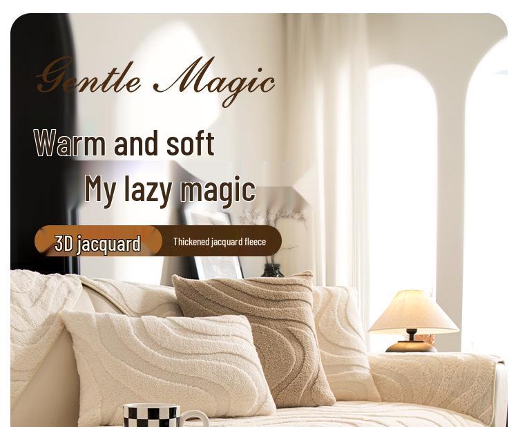 Cross-Border Cream Velveteen Plush Sofa Cushion - Autumn Winter Thick, Non-slip Modern Minimalist Design