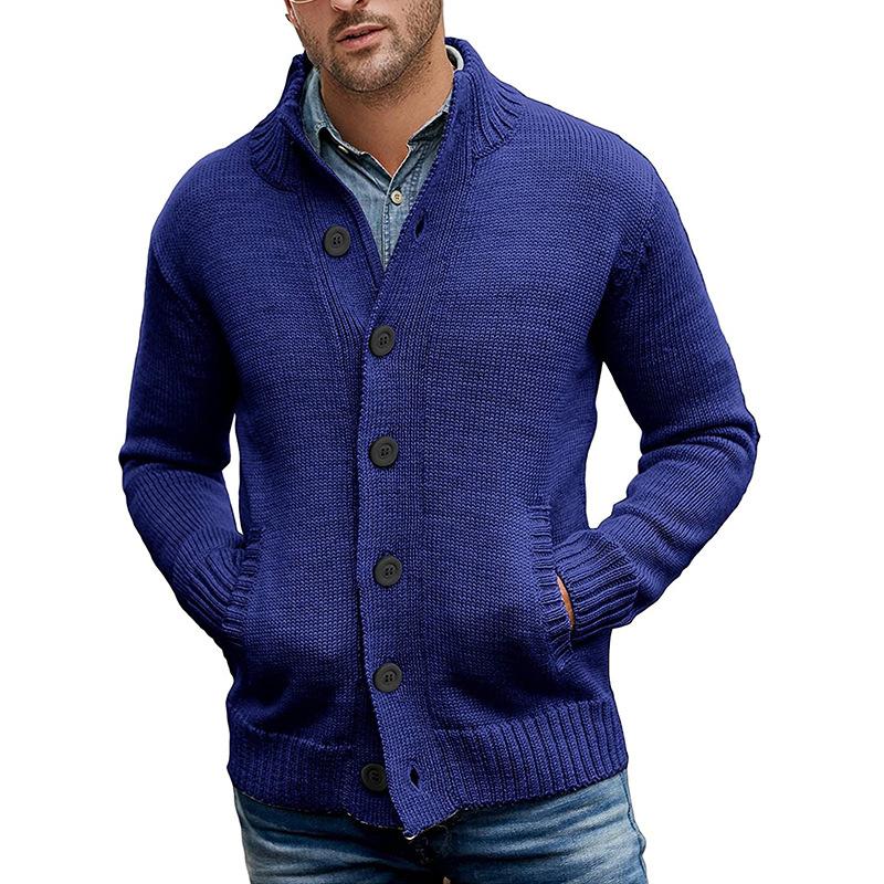 2025 Men's Solid Color Single-Breasted Knitted Sweater Cardigan for Fall and Winter