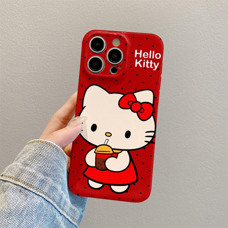 

Kitty Cartoon Creative iPhone 17 Pro Max Protective Milk Tea Case Cover iPhone 12 Mini