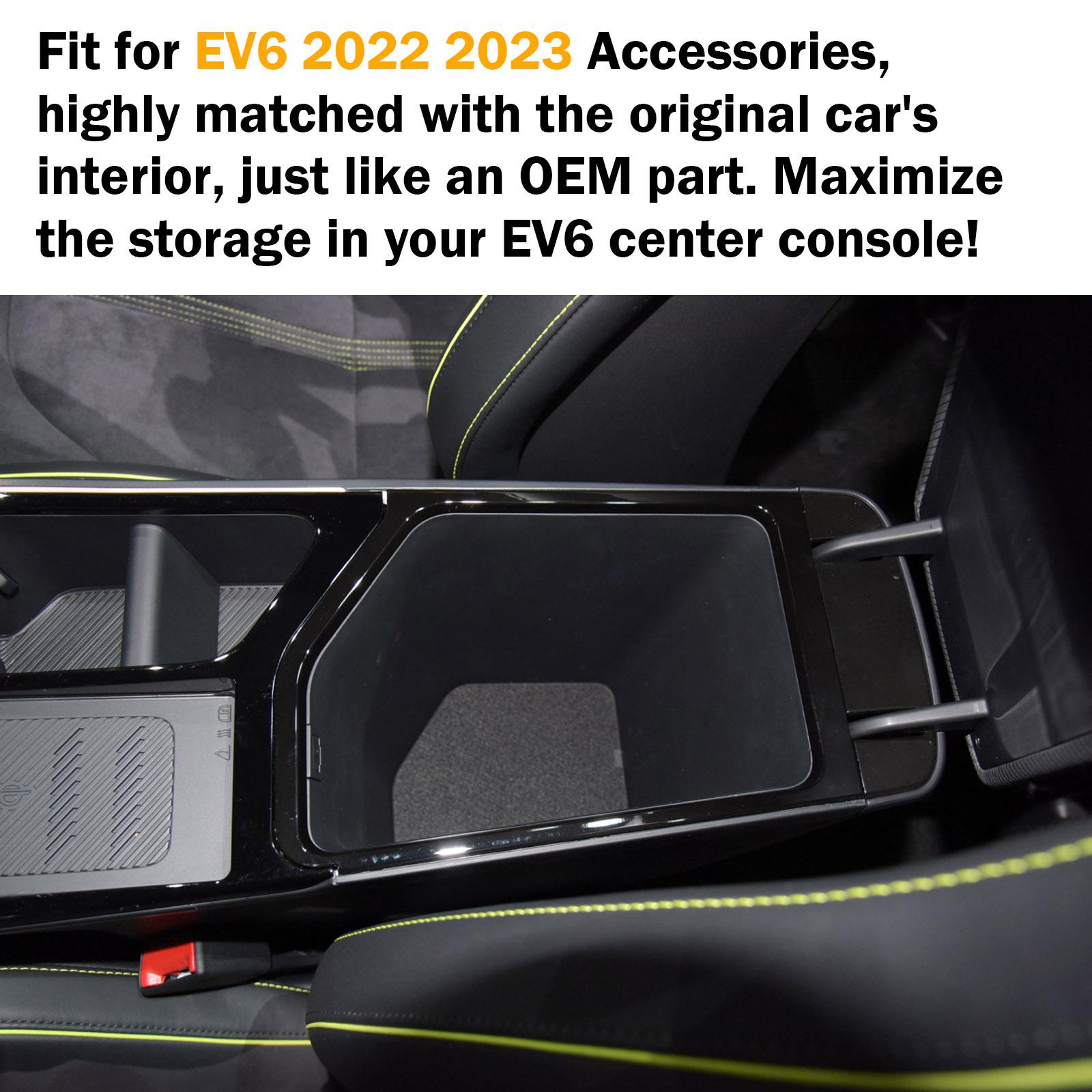 For Kia EV6 Center Console Organizer 2025-2025 Center Armrest Secondary Storage Box 2025-2025 EV6 GT-Line Light Wind nero