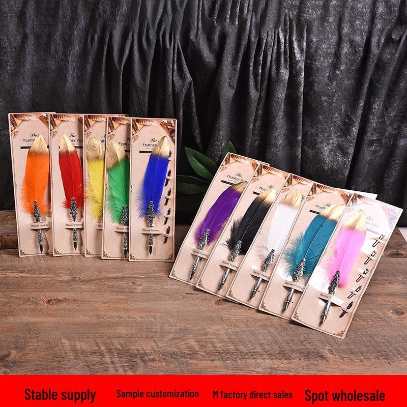 Creative Feather Dip & Fountain Pen Set - Stainless Steel Business & Birthday Gift