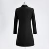 Teluoman Black Padded Mid-Length Wool Blend Workwear Coat