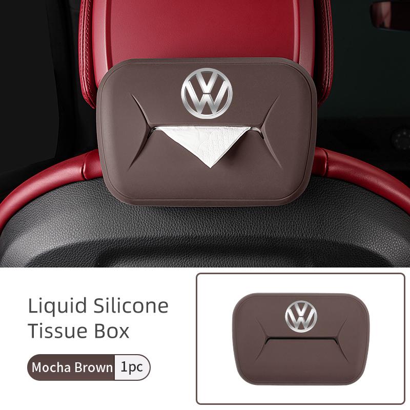 O2For Volkswagen VW Car Paper Storage Bag Silicone Handkerchief Box Tissue Case Passat Golf 4 5 6 Tiguan Polo Scirocco Jetta CC