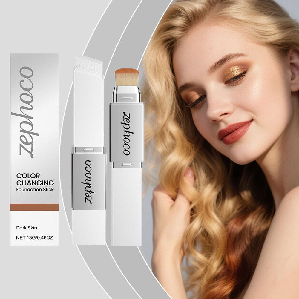 ZEPHOCO 2 In 1 Color Changing Foundation Make-up Stick Long Lasting Moisturizing Makeup High Concealer Power Makeup Korean