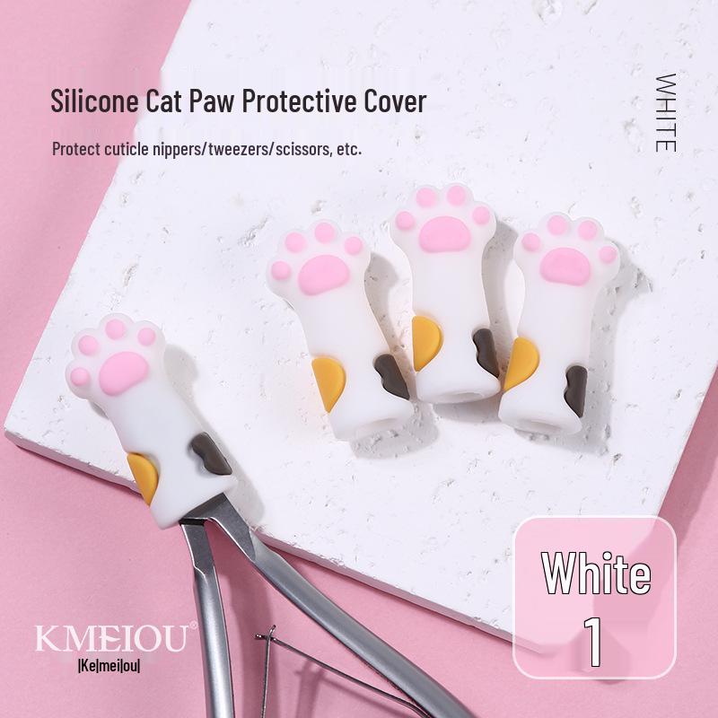 

Cute Cat Paw Silicone Cuticle Nipper & Tweezer Cover - Anti-fall Manicure Tool белый