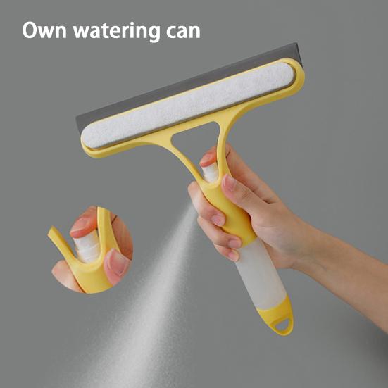 Glass Scraper with Integrated Spray Bottle 3-in-1 System Rubber Spatula Glass Scraper Household Cleaning Tool