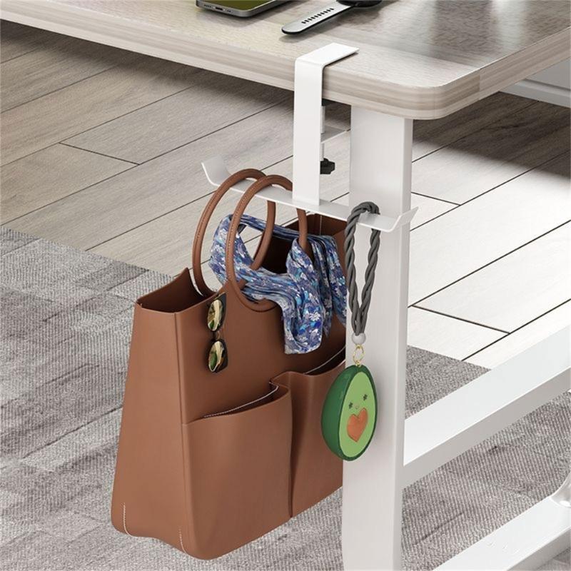 Convenient Under Desk Hook Functional Nonstick Table Hook Portable Hanger for Keys Bags Headphones and More