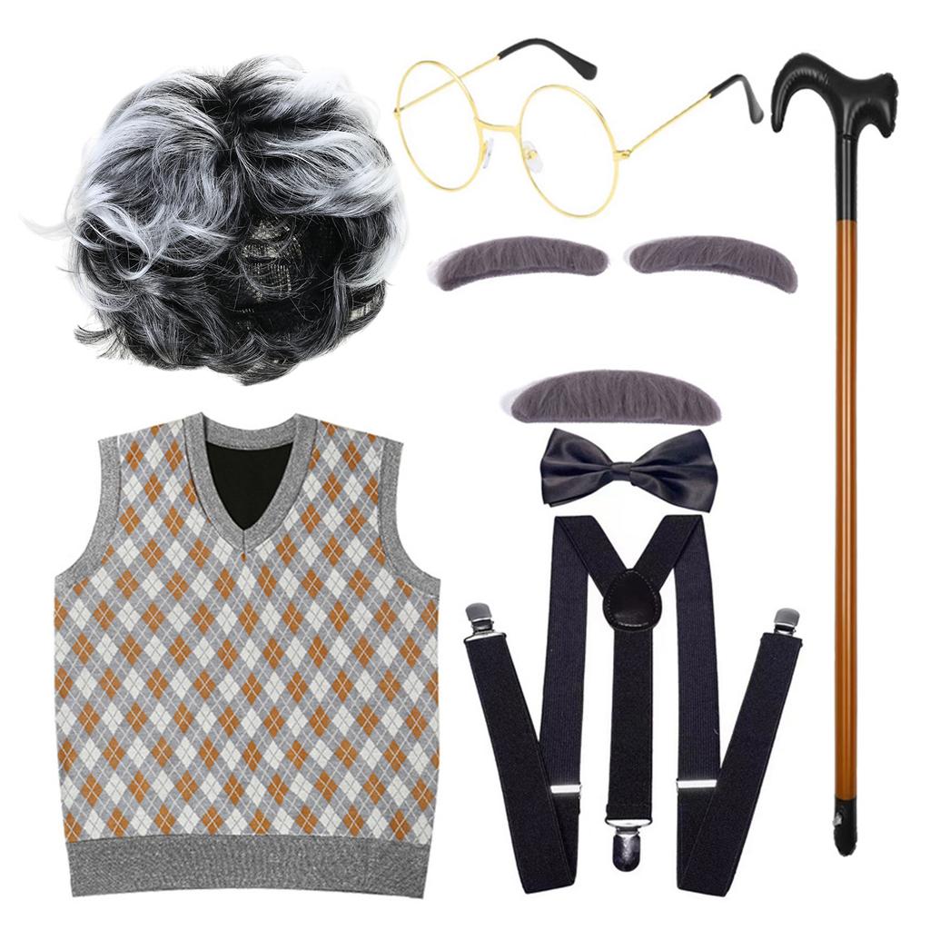 Grandpa Costume Set Old Man Costume Outfit Kids 100 Days of School Costume Set