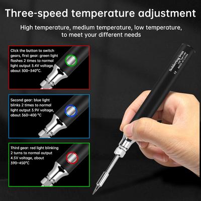Latest USB Soldering Iron with Type-C Plug-in Design Three-Temperature-Setting Mini Soldering Iron 300–450°C