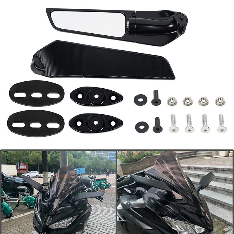 Motorcycle Rear Side Mirror Rearview Integrated Turn Signal Light Rotating For Kawasaki NINJA 400 2018-2021