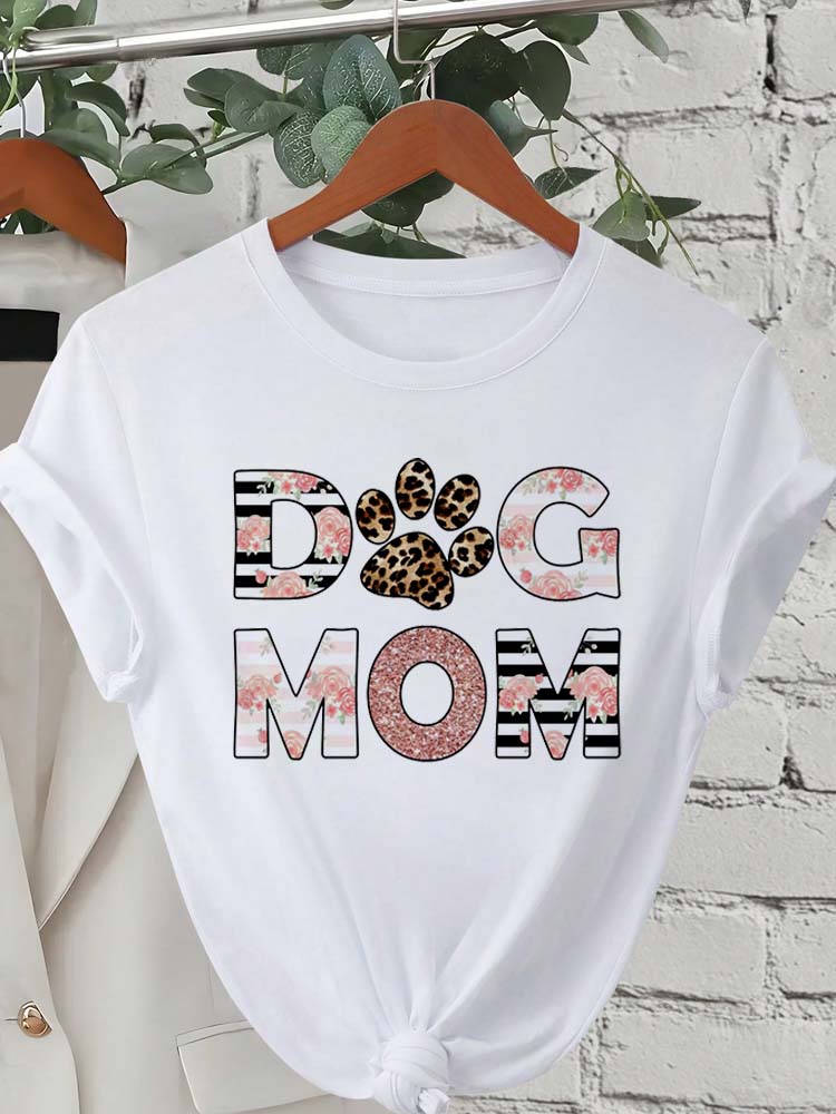 Trend Dog Mama Printed Women T-shirts Fashion Cartoon Graphic Print T-shirts Clothes Female Shirt Short Sleeve Casual Tees