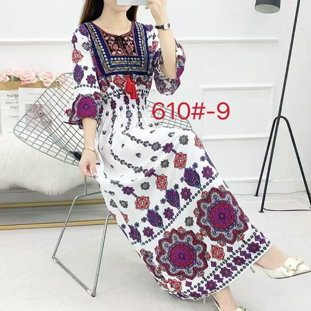Island Vacation Skirt Xishuangbanna Travel Wear Cotton and Silk Floral Dress Xia Bohemian Skirt