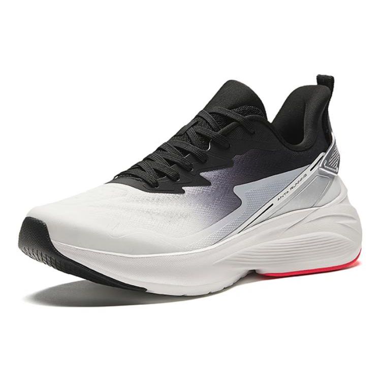 Anta Cloud Tracking Round Toe Lace-Up Versatile Shock Absorbing Wear-Resistant Low-Top Running Shoes Men sneaker Black Silver 112415522-1