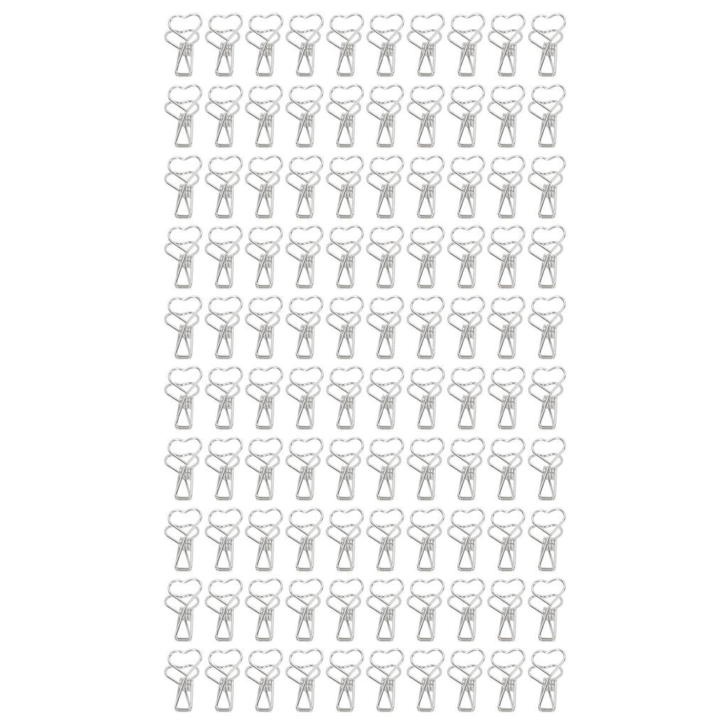 Lot de 100 mini pinces en métal creuses en forme de cœur, à longue queue, pour loisirs créatifs